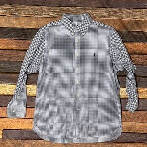 Ralph Lauren Blue Shirt Checkered Long Sleeve Button Down Shirt